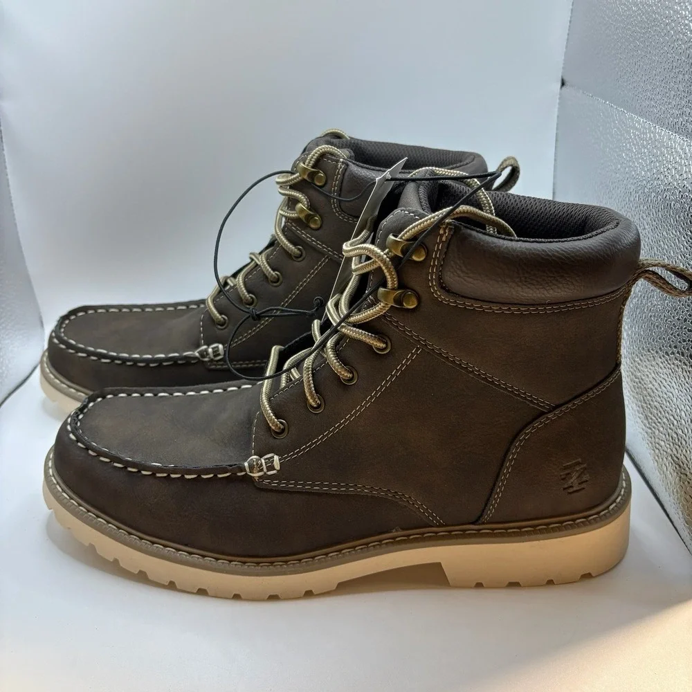 IZOD Miles Moc Toe Boots Mens 10 Brown NEW - Picture 2 of 6